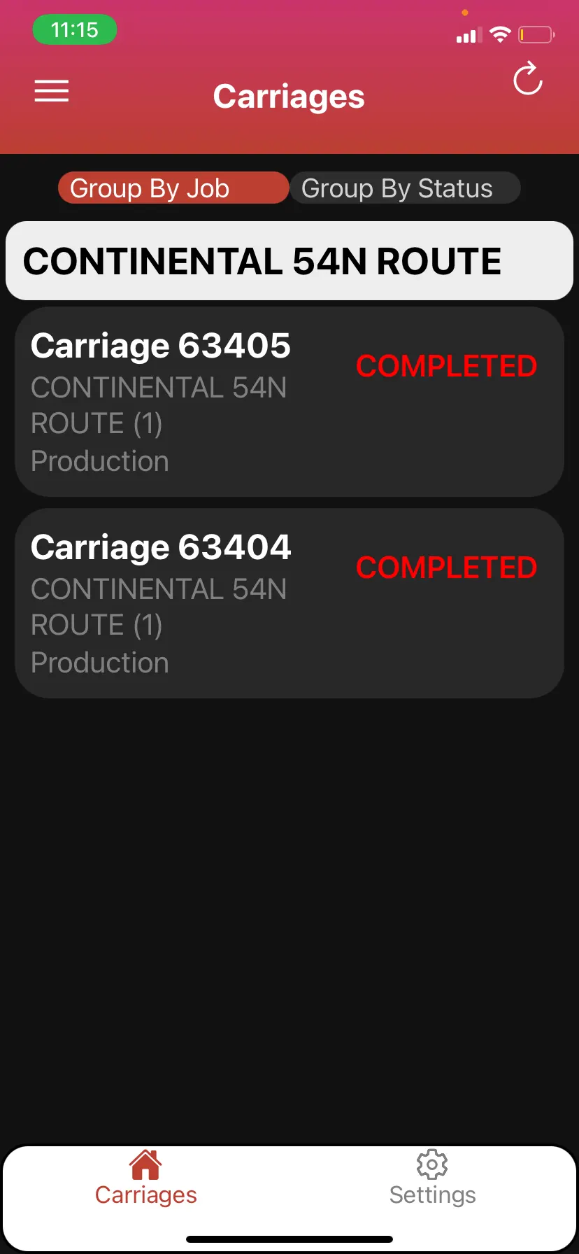 And your carriage on the carriage page has changed to completed.
