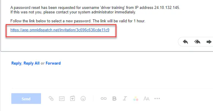 When resetting your password, select the link in the email.