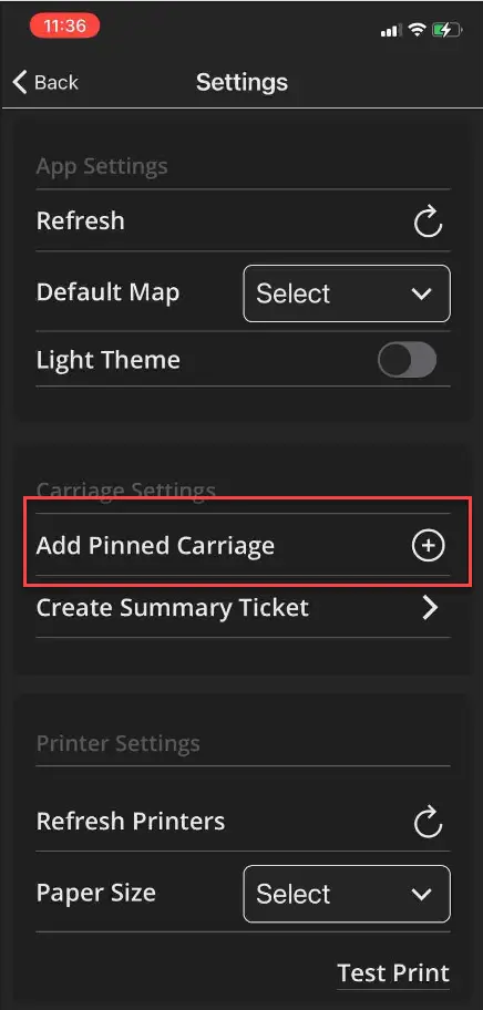 Select the plus sign next to add pinned Eticket.